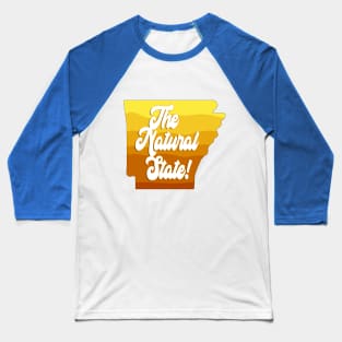 The Natural State - Arkansas Map Design Baseball T-Shirt